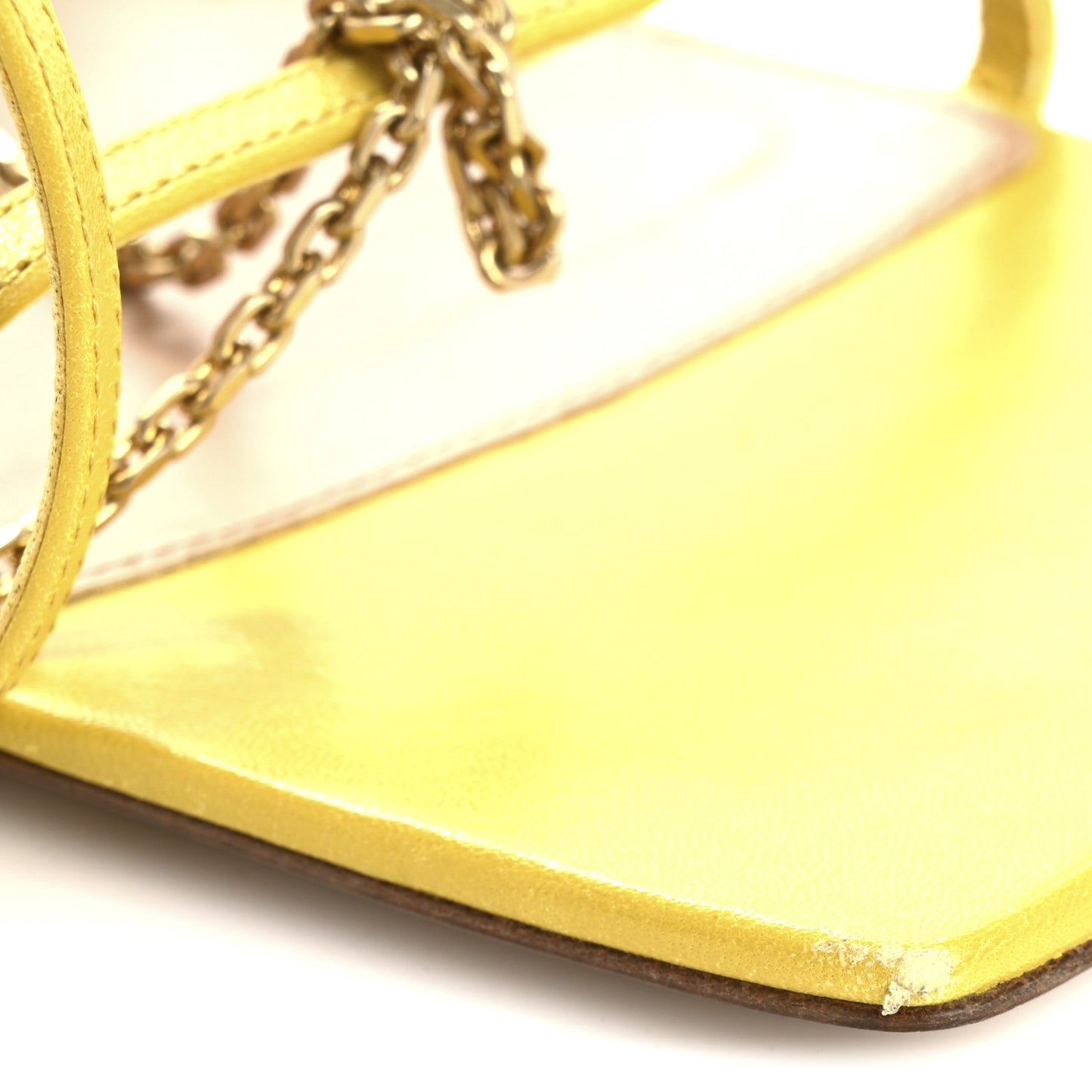 Lambskin Stretch Chain Strap 90mm Sandals 41 Buttercup