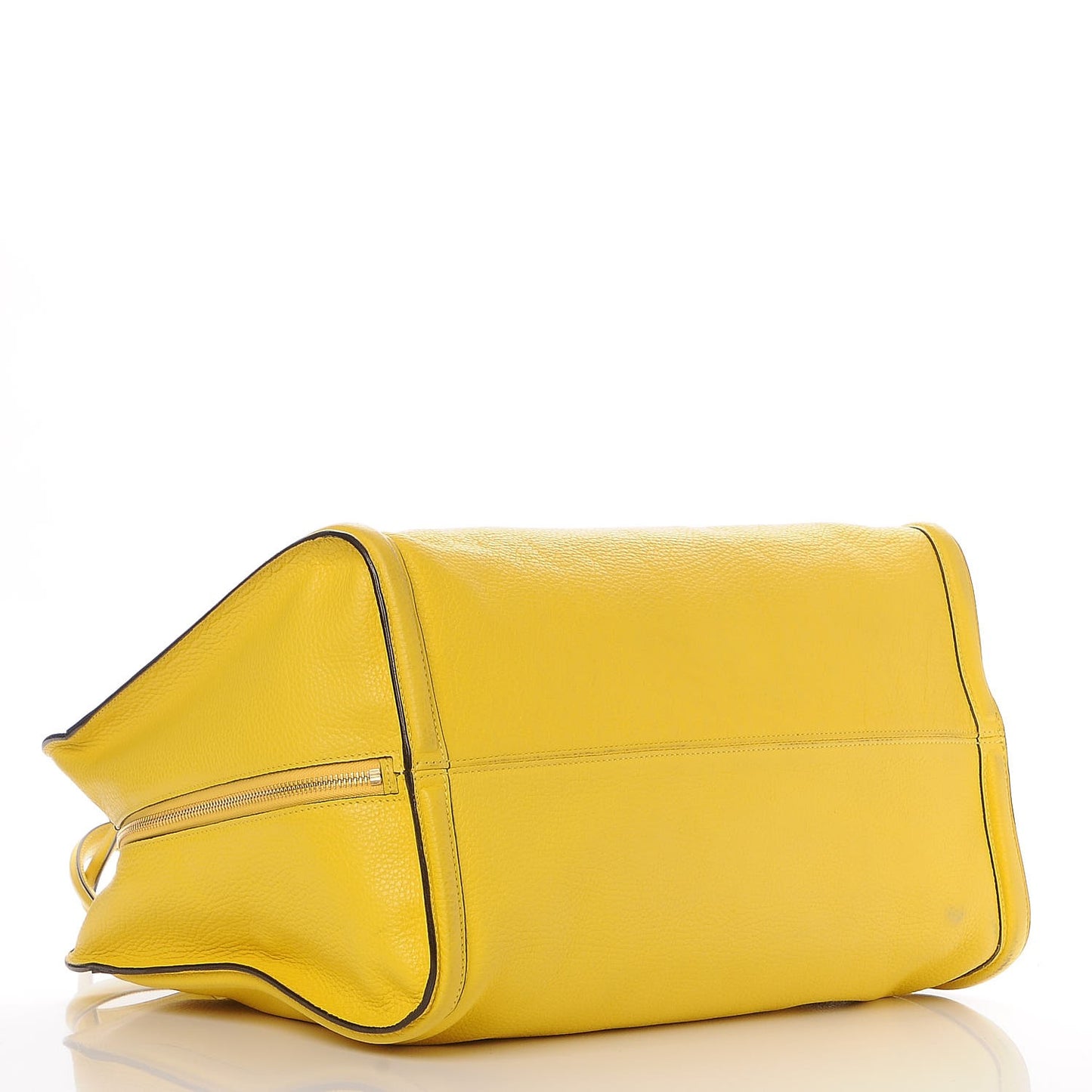 Pebbled Calfskin Large Skull Padlock Zip Around Tote Yellow