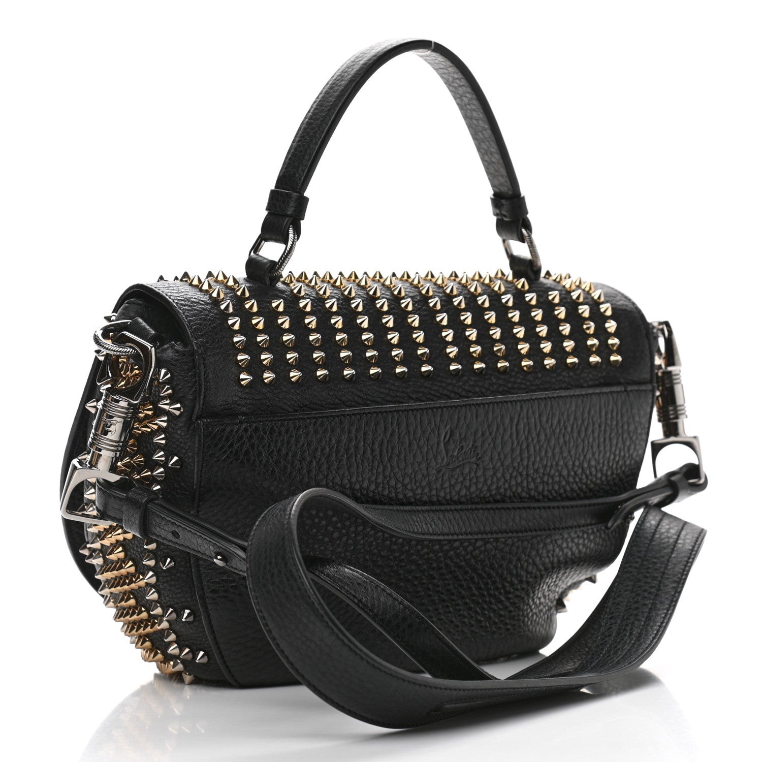 Christian Louboutin Calfskin Mix Chevron Spikes Panettone Messenger Black 3 of 10