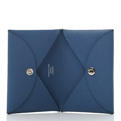 Hermes Epsom Calvi Card Case Bleu Agate 5 of 6