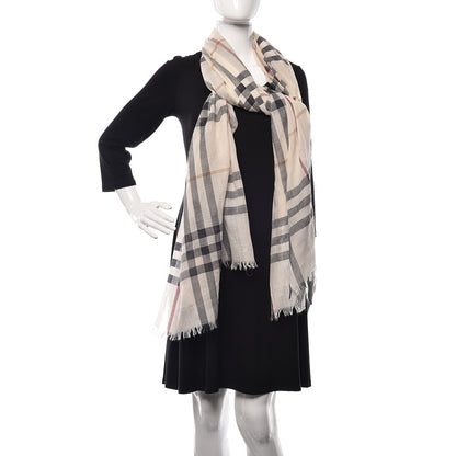 Burberry Silk Wool House Check Scarf Ivory 2 of 4