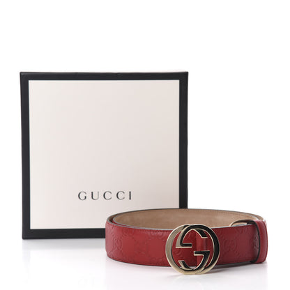 Gucci Guccissima Signature Interlocking G 37mm Belt 95 38 Hibiscus Red 4 of 4