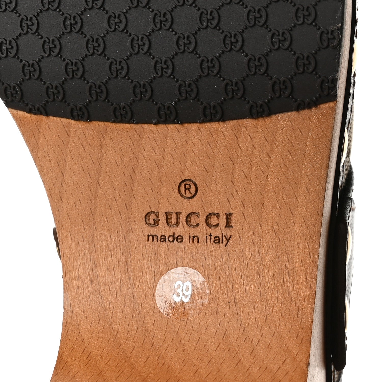 Gucci Monogram Goatskin Horsebit Clog Mules 39 Beige Ebony Brown Sugar 7 of 9