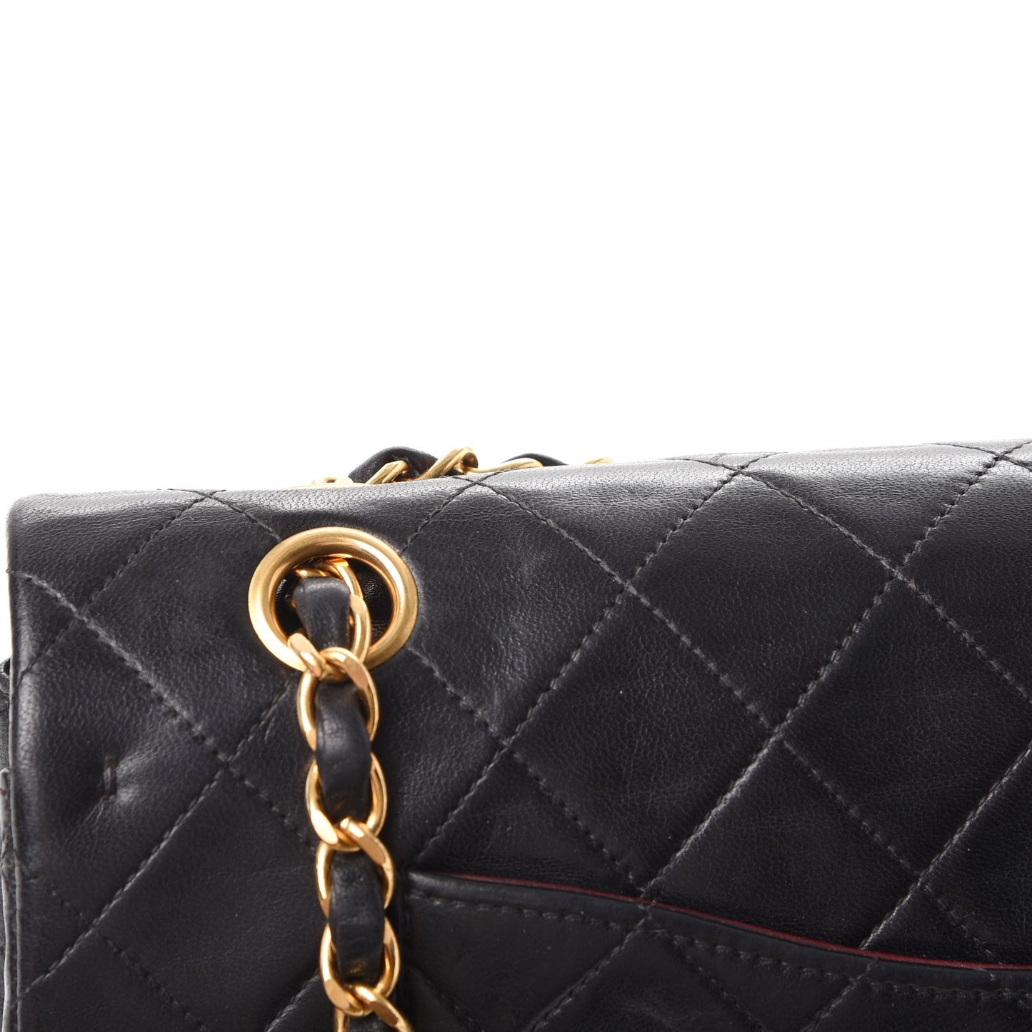 Lambskin Quilted Medium Double Flap Black