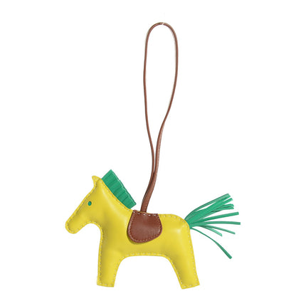 Hermes Milo Lambskin Grigri Rodeo Horse Bag Charm MM Lime Menthe Fauve 1 of 5