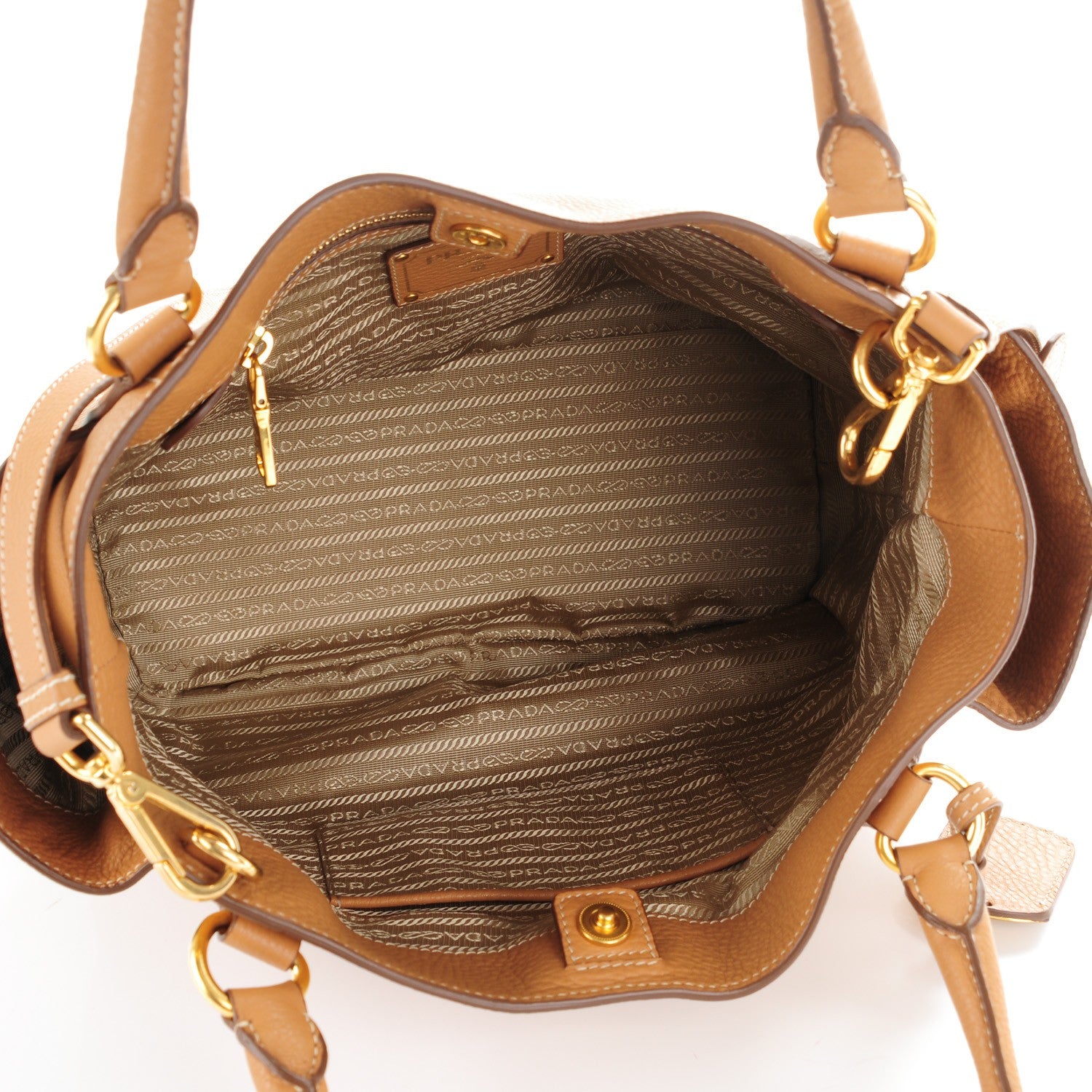 Prada Vitello Daino Side Pocket Tote Naturale 5 of 8