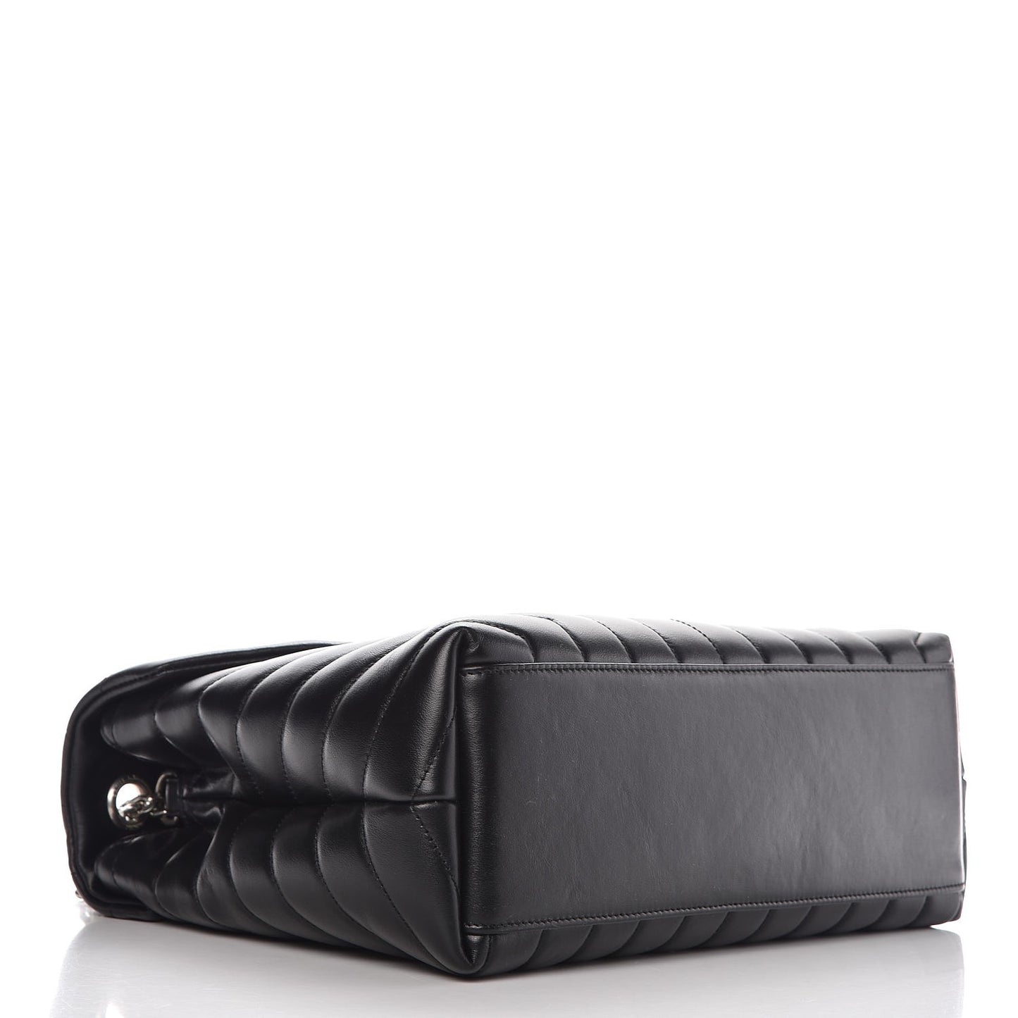 Calfskin Y Quilted Monogram Medium Loulou Chain Satchel Black