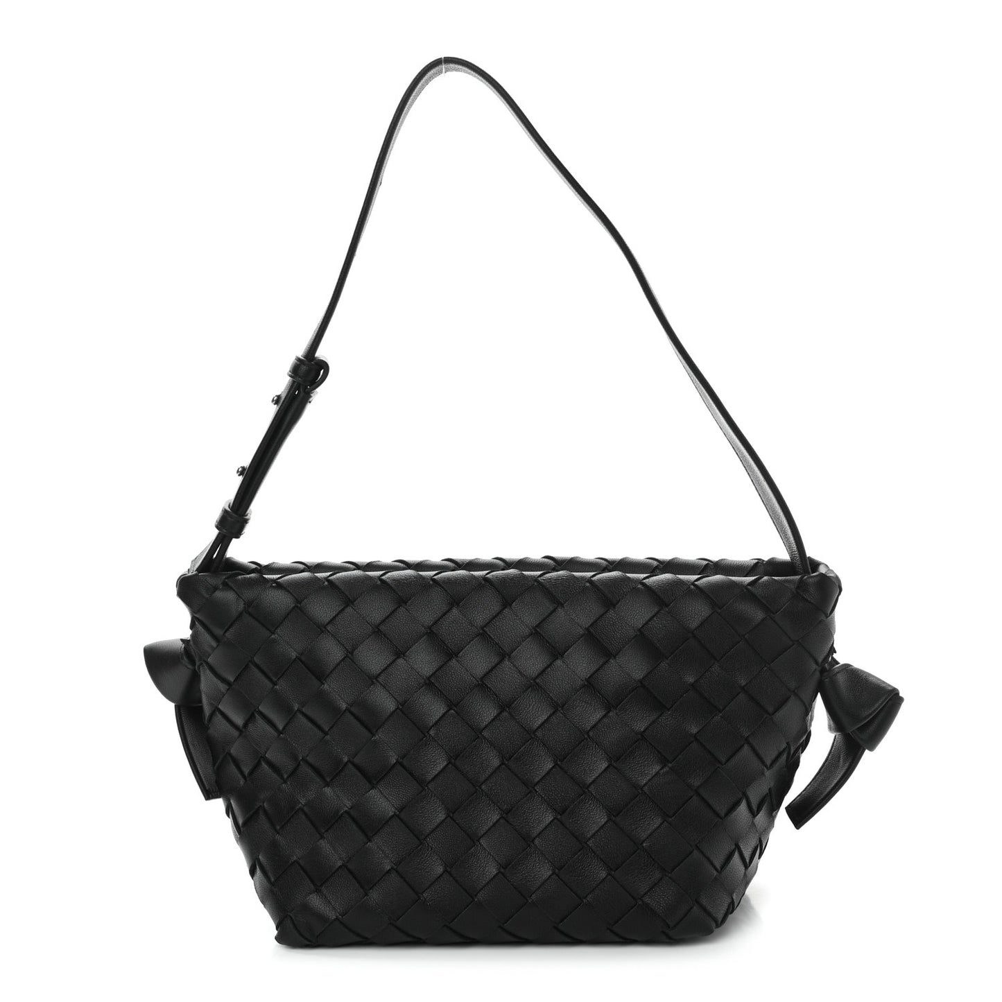 Nappa Intrecciato Tie Shoulder Bag Black
