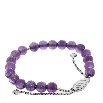David Yurman Sterling Silver Amethyst 8mm Spiritual Beads Bracelet 2 of 3