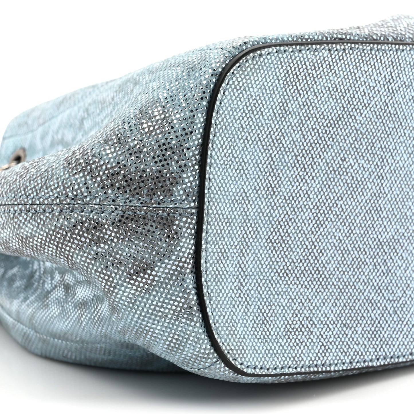 Metallic Karung Serpenti Forever Bucket Bag Blue