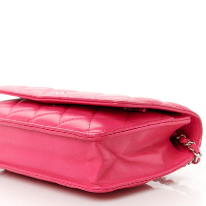 Chanel Lambskin Quilted Wallet On Chain WOC Dark Pink 11 of 11