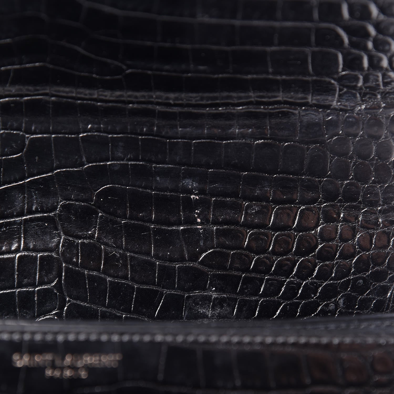 Saint Laurent Calfskin Crocodile Embossed Medium Monochrome Monogram Sunset Black 9 of 22