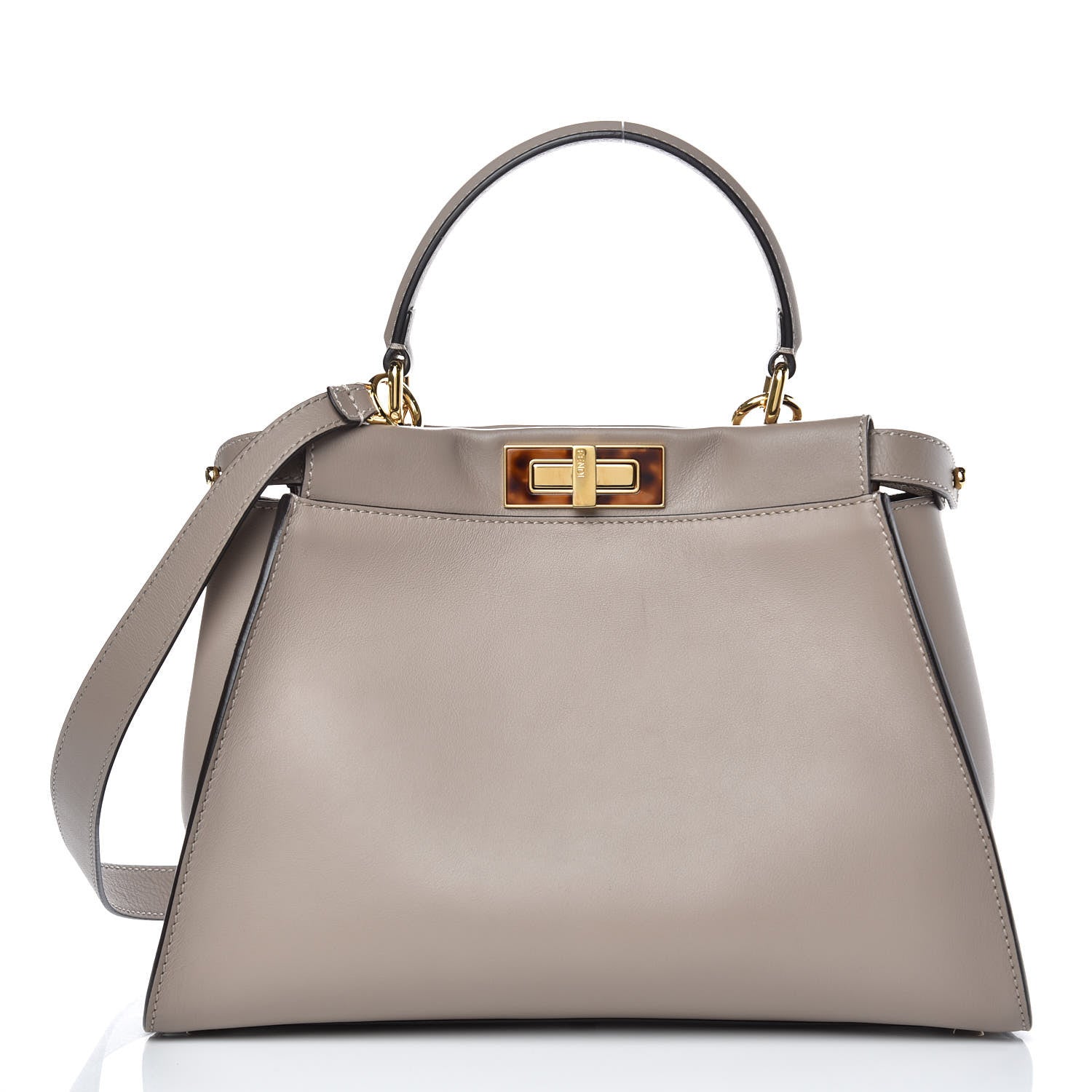 Fendi Vitello Seta Plexiglass Tortoise Medium Peekaboo Iconic Satchel Tortora 3 of 10