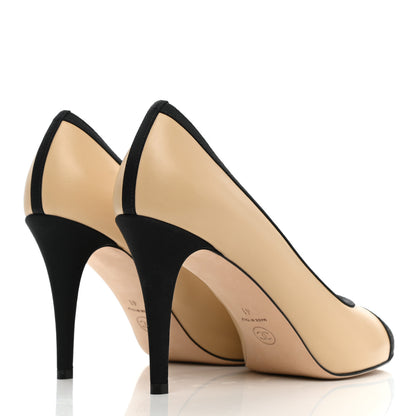 Chanel Lambskin Grosgrain Cap Toe CC Pumps 41 Beige Black 4 of 9
