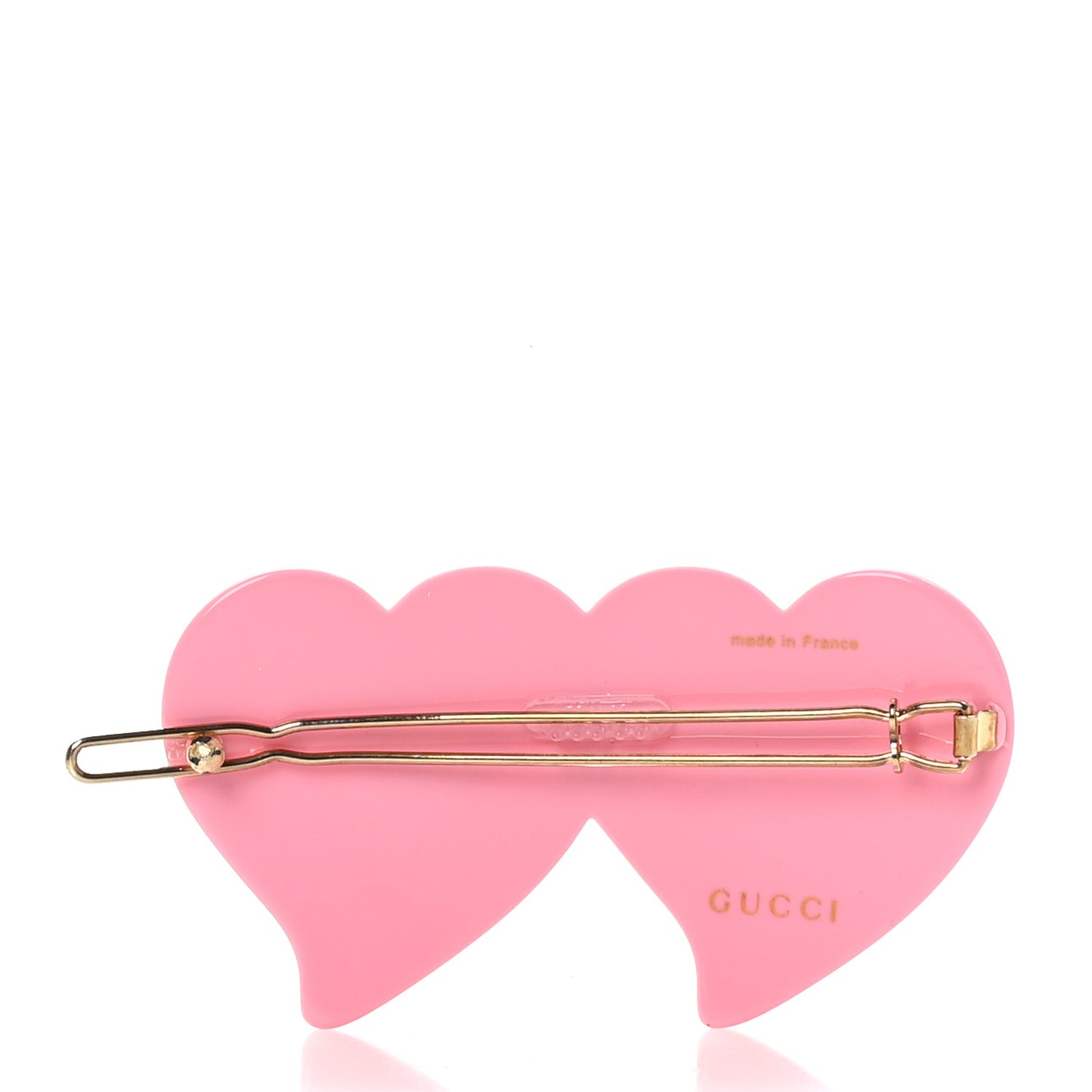 Resin Crystal Embellished GG Double Heart Hair Clip Pink