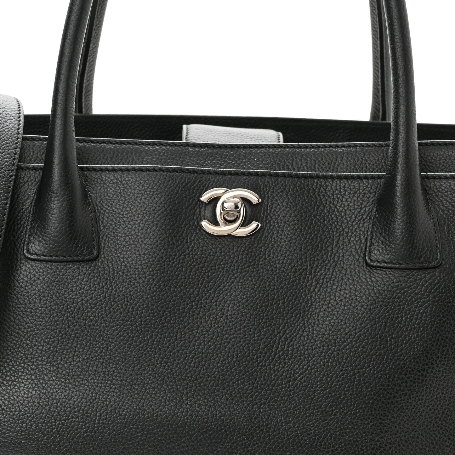 Calfskin Cerf Executive Shopper Tote Black