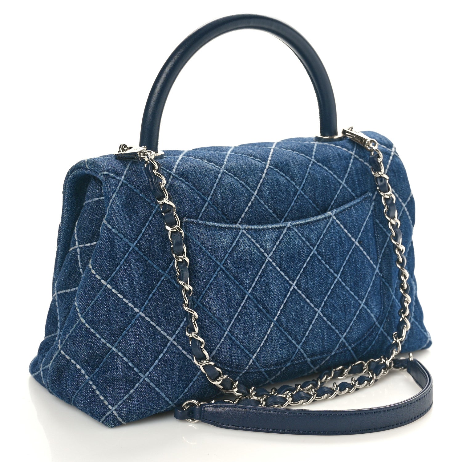Chanel Denim Quilted Small Coco Handle Flap Blue Blue 2 of 10