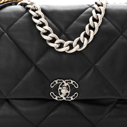 Chanel Lambskin Quilted Maxi Chanel 19 Flap Black 8 of 11