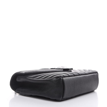 Saint Laurent Sheepskin Matelasse Chevron Monogram Medium College Bag Black 4 of 13