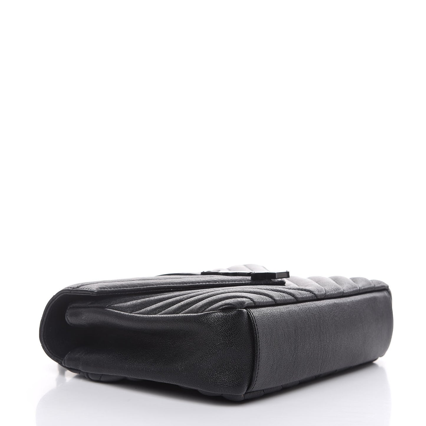 Sheepskin Matelasse Chevron Monogram Medium College Bag Black