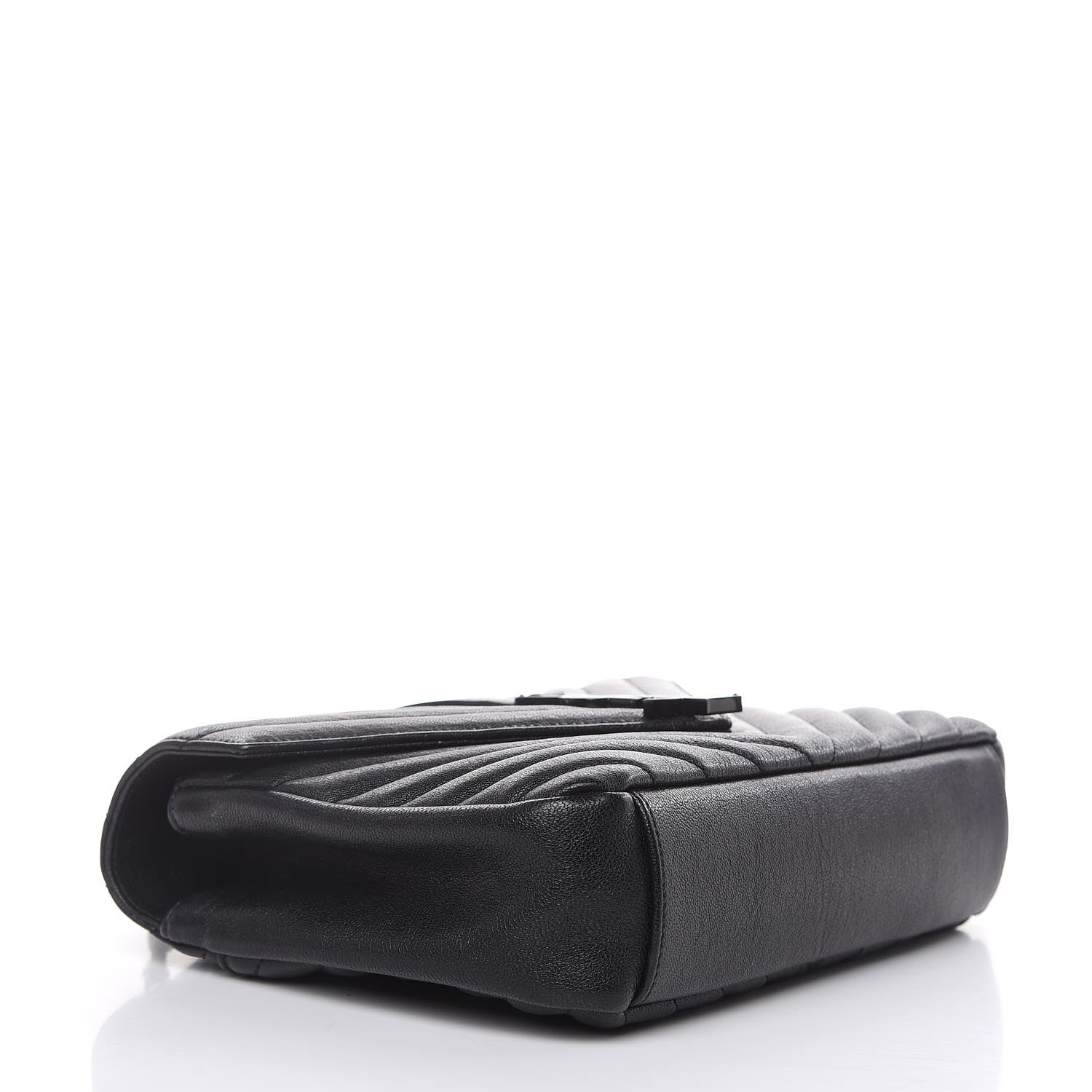 Saint Laurent Sheepskin Matelasse Chevron Monogram Medium College Bag Black 4 of 13