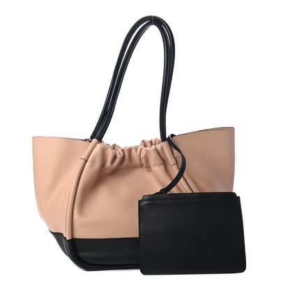 Proenza Schouler Calfskin Two Tone Ruched Tote Beige Black 1 of 4