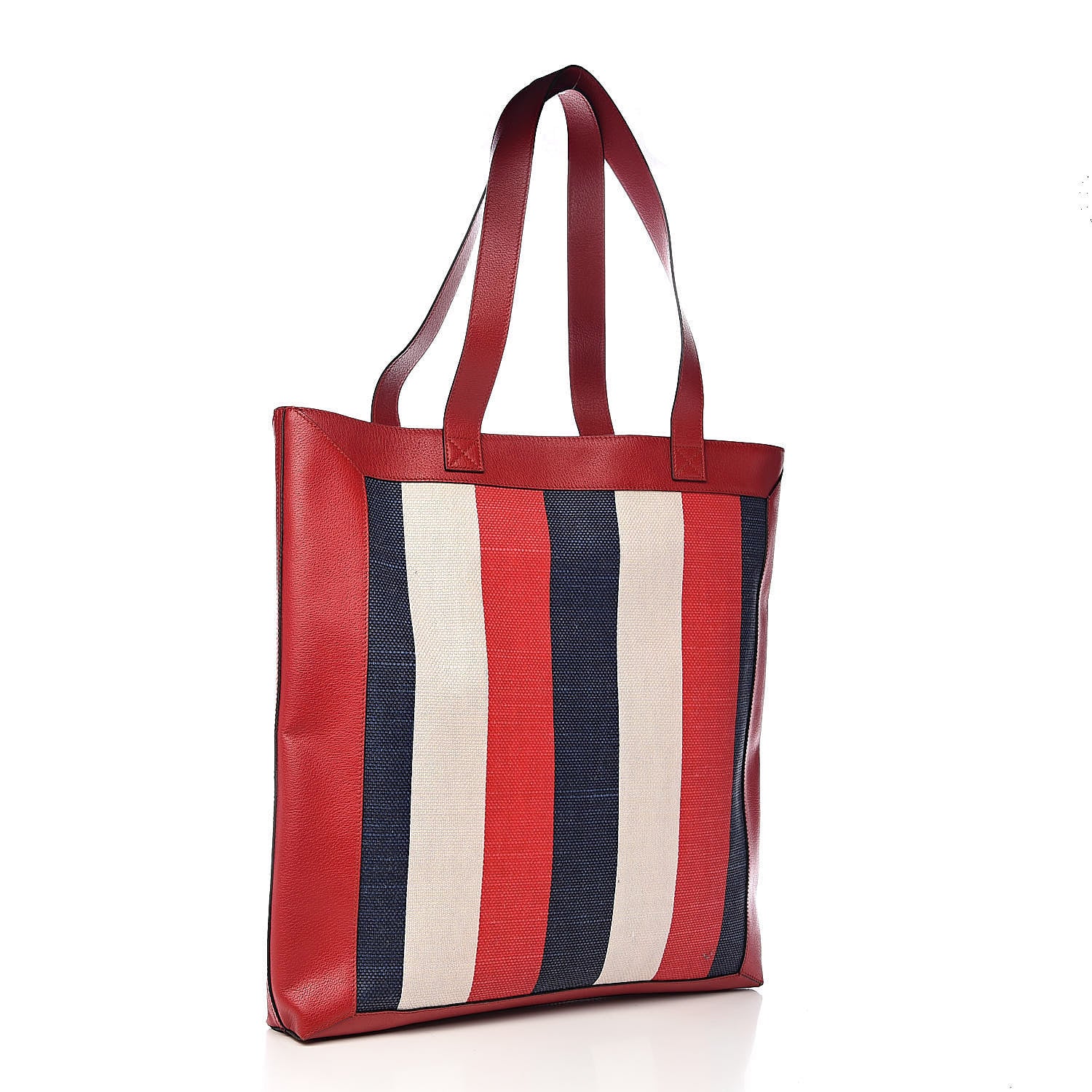 Gucci Canvas Calfskin Sylvie Stripe Logo Mens Tote Red White Blue 3 of 10