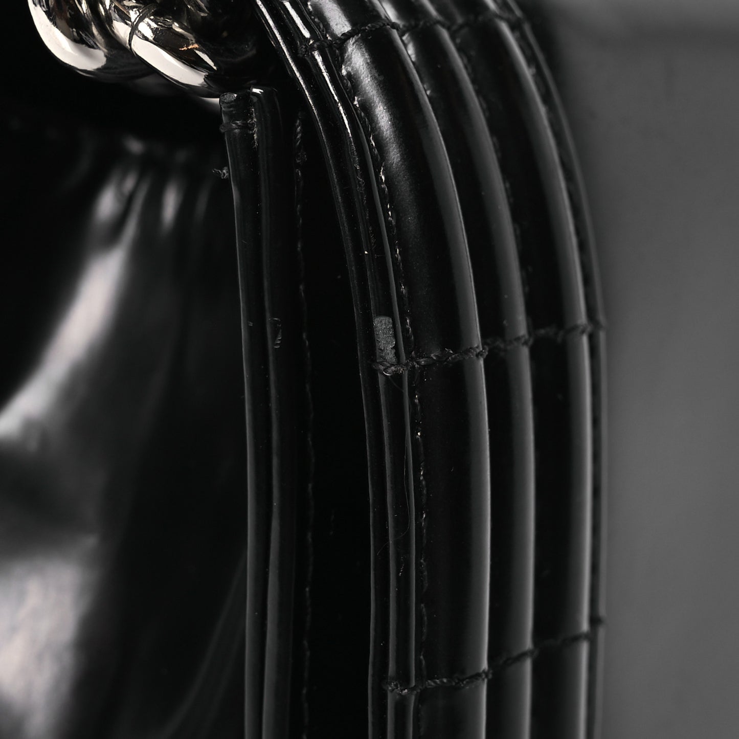 Glazed Calfskin Medium Boy Flap Black