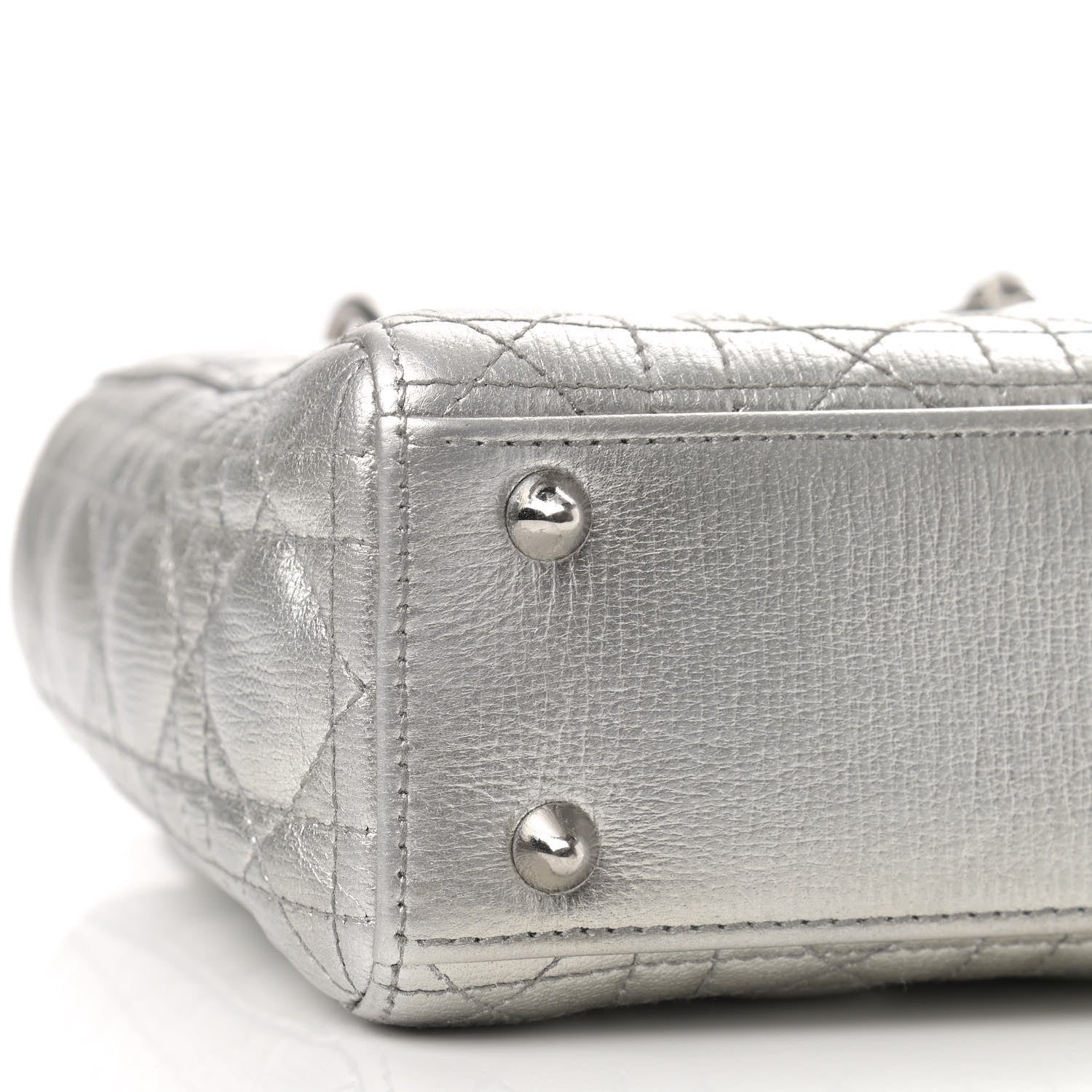 Christian Dior Metallic Grained Calfskin Cannage Small Lucky Badges My Lady Dior Silver 5 of 10