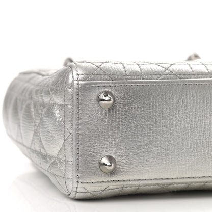 Christian Dior Metallic Grained Calfskin Cannage Small Lucky Badges My Lady Dior Silver 5 of 10