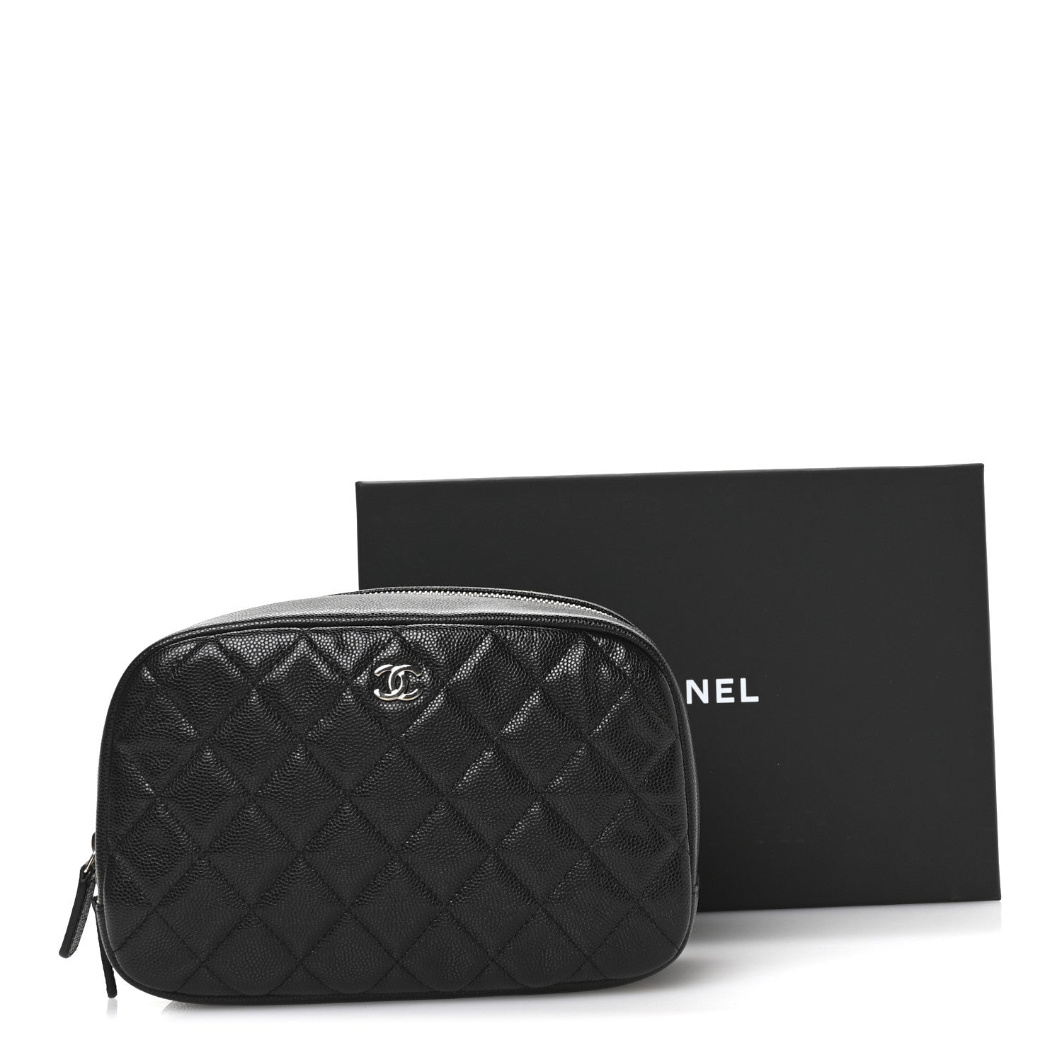 Chanel Caviar Quilted Medium Curvy Pouch Cosmetic Case Black 9 of 9