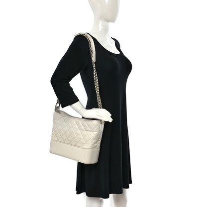 Chanel Patent Goatskin Quilted Medium Gabrielle Hobo White 2 of 11