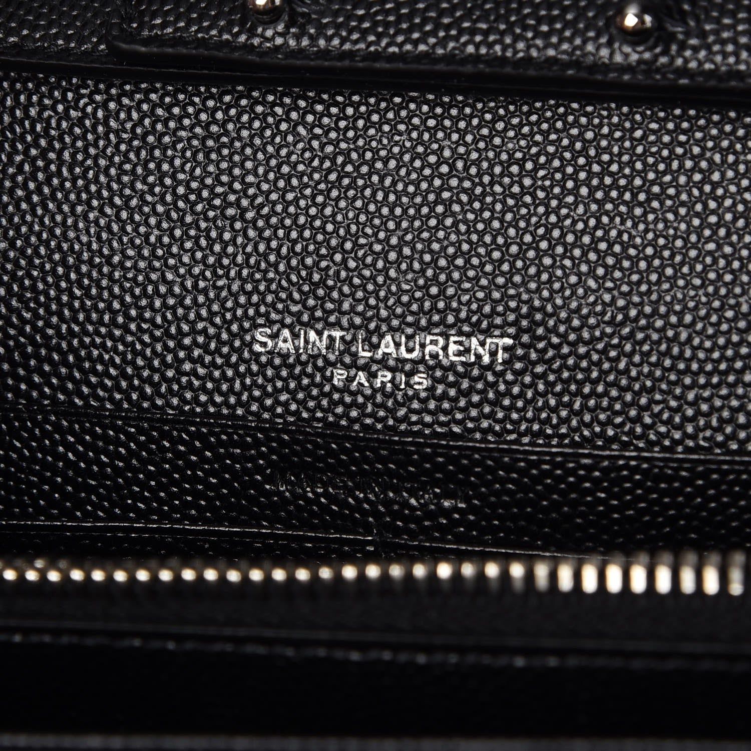 Saint Laurent Grain De Poudre Matelasse Chevron Monogram Chain Wallet Black 6 of 8