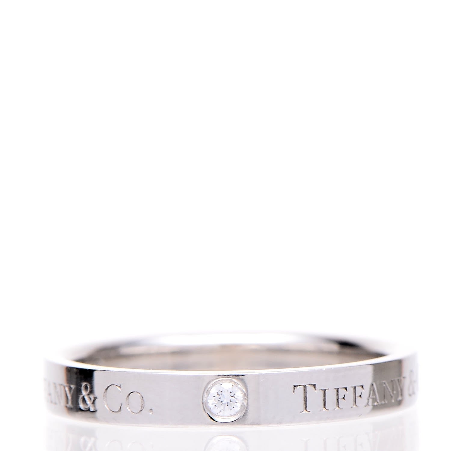 Tiffany Platinum Diamond Logo Band Ring 54.5 7 1 of 4