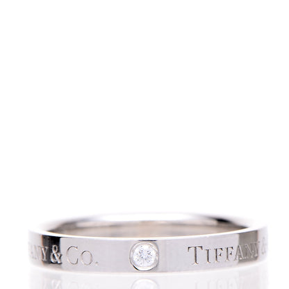 Tiffany Platinum Diamond Logo Band Ring 54.5 7 1 of 4