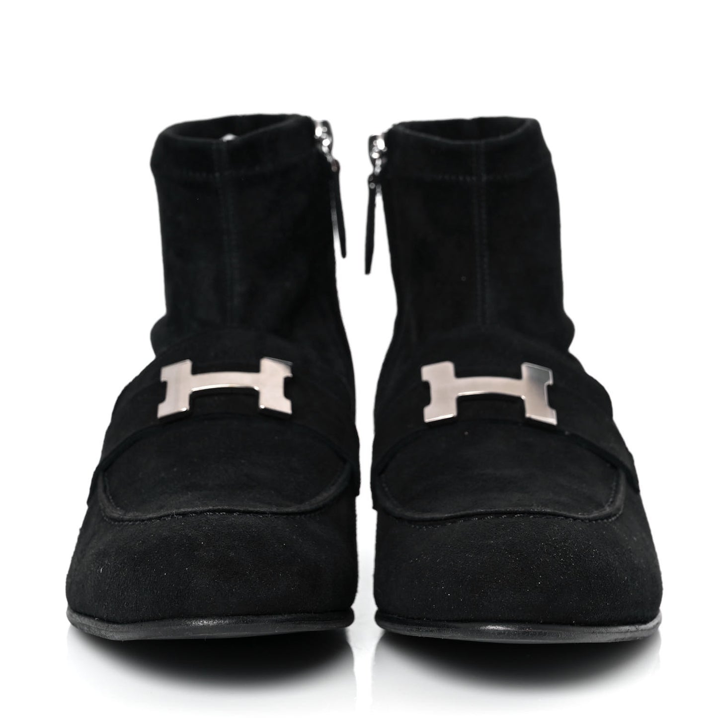 Stretch Velvet Goatskin Saint Honore Ankle Boots 38.5 Black
