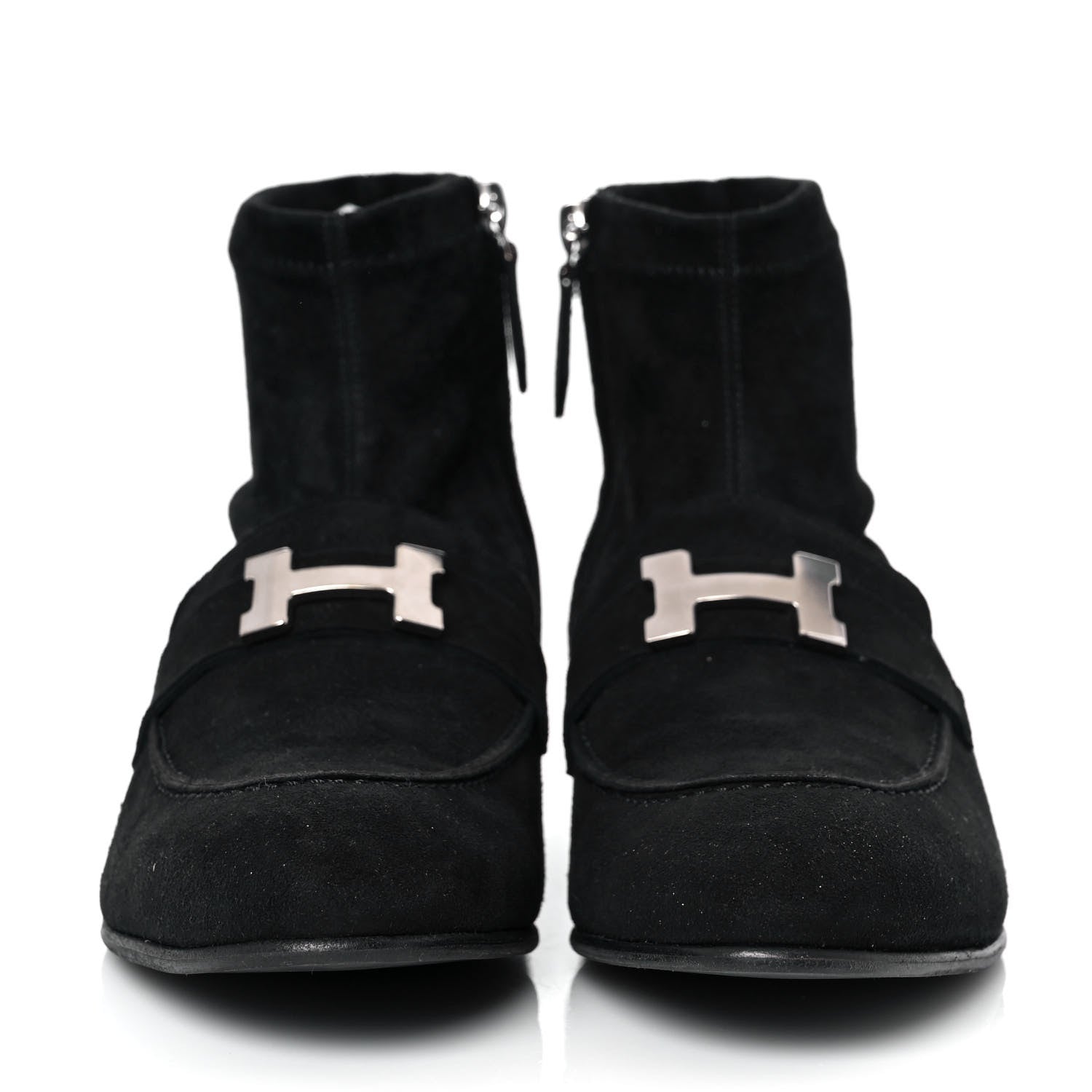 Hermes Stretch Velvet Goatskin Saint Honore Ankle Boots 38.5 Black 2 of 8