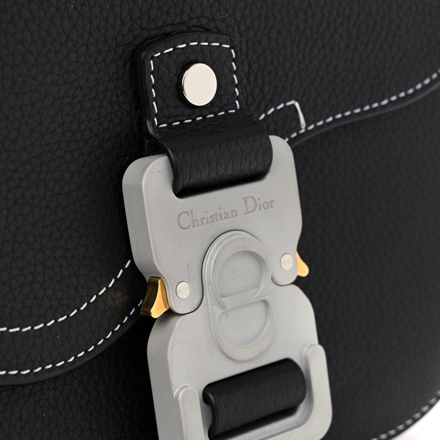 Christian Dior Grained Calfskin Saddle Messenger Bag With Strap Black 11 of 12