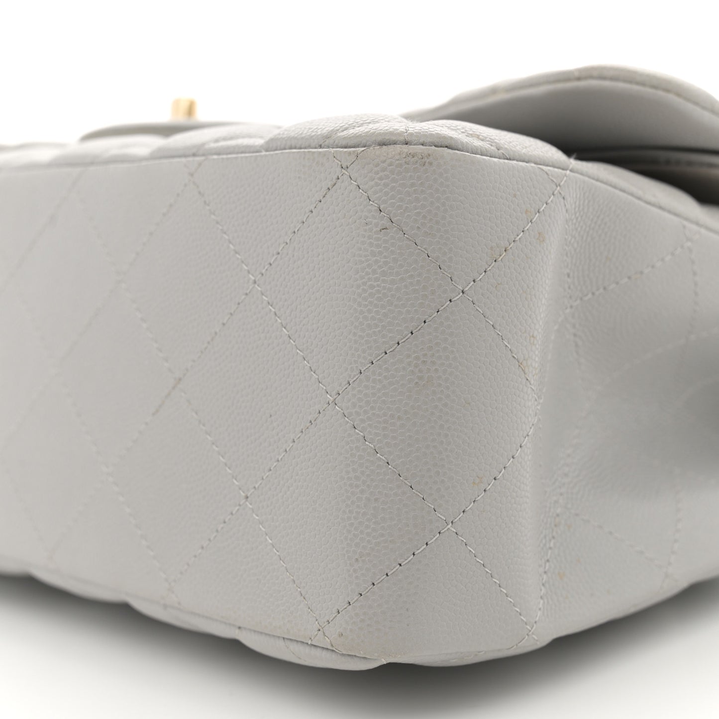 Caviar Quilted Jumbo Double Flap Grey