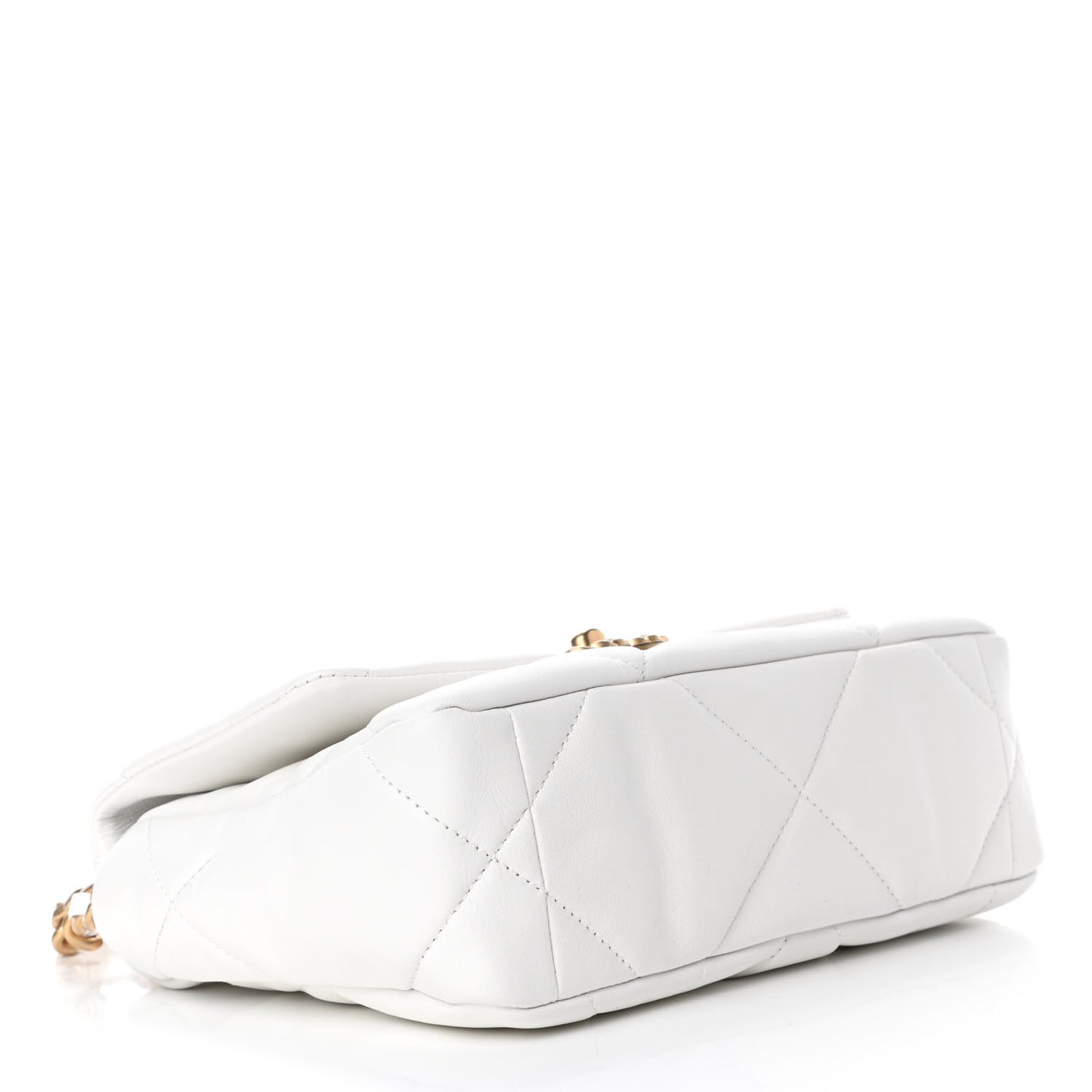 Shiny Goatskin Quilted Medium Chanel 19 Flap White