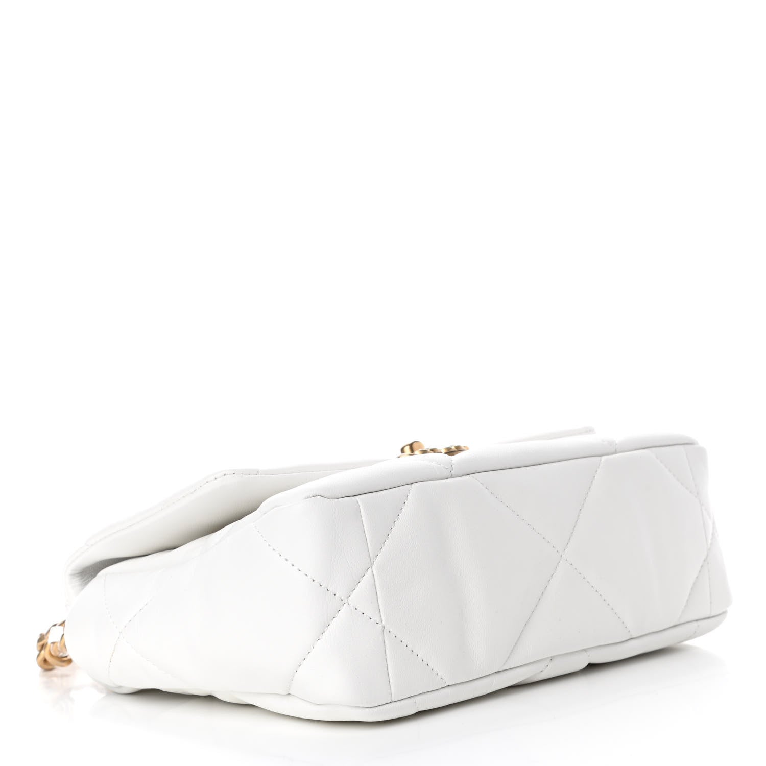 Chanel Shiny Goatskin Quilted Medium Chanel 19 Flap White 3 of 4