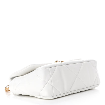 Chanel Shiny Goatskin Quilted Medium Chanel 19 Flap White 3 of 4