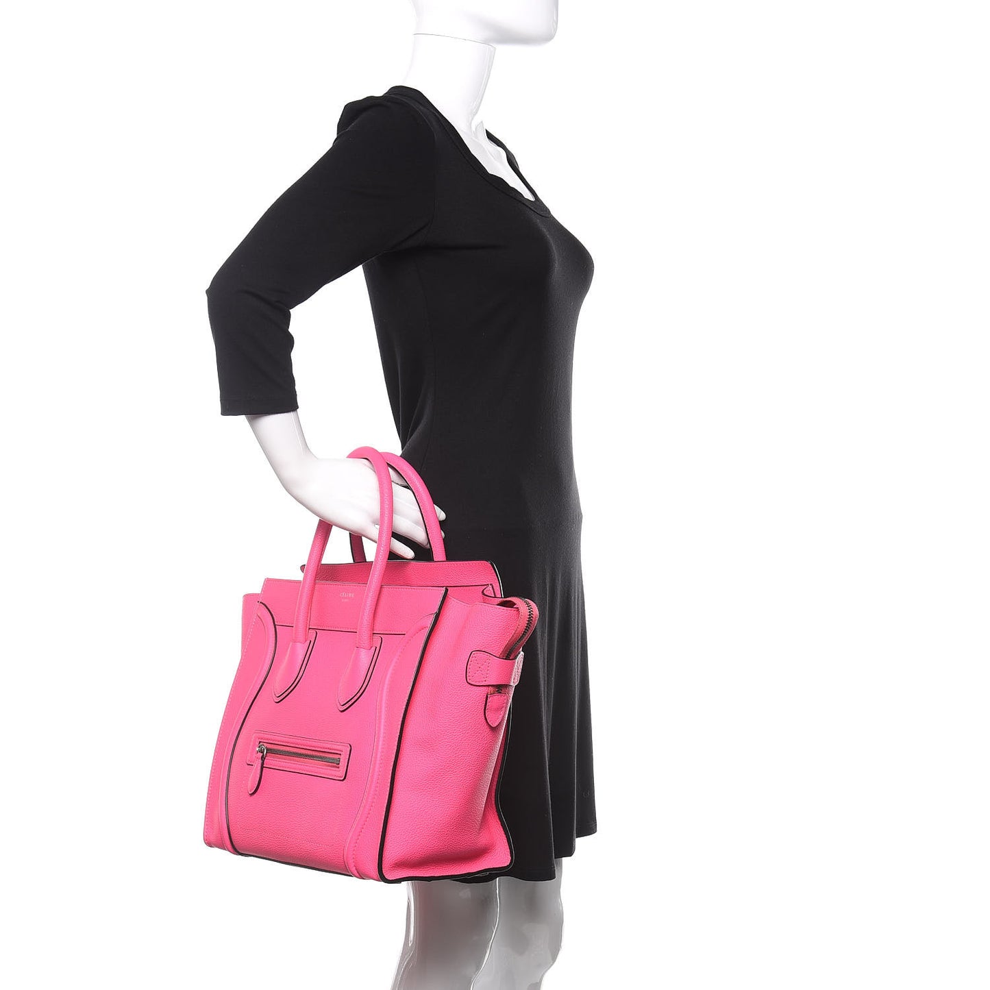 Drummed Calfskin Mini Luggage Fluo Pink
