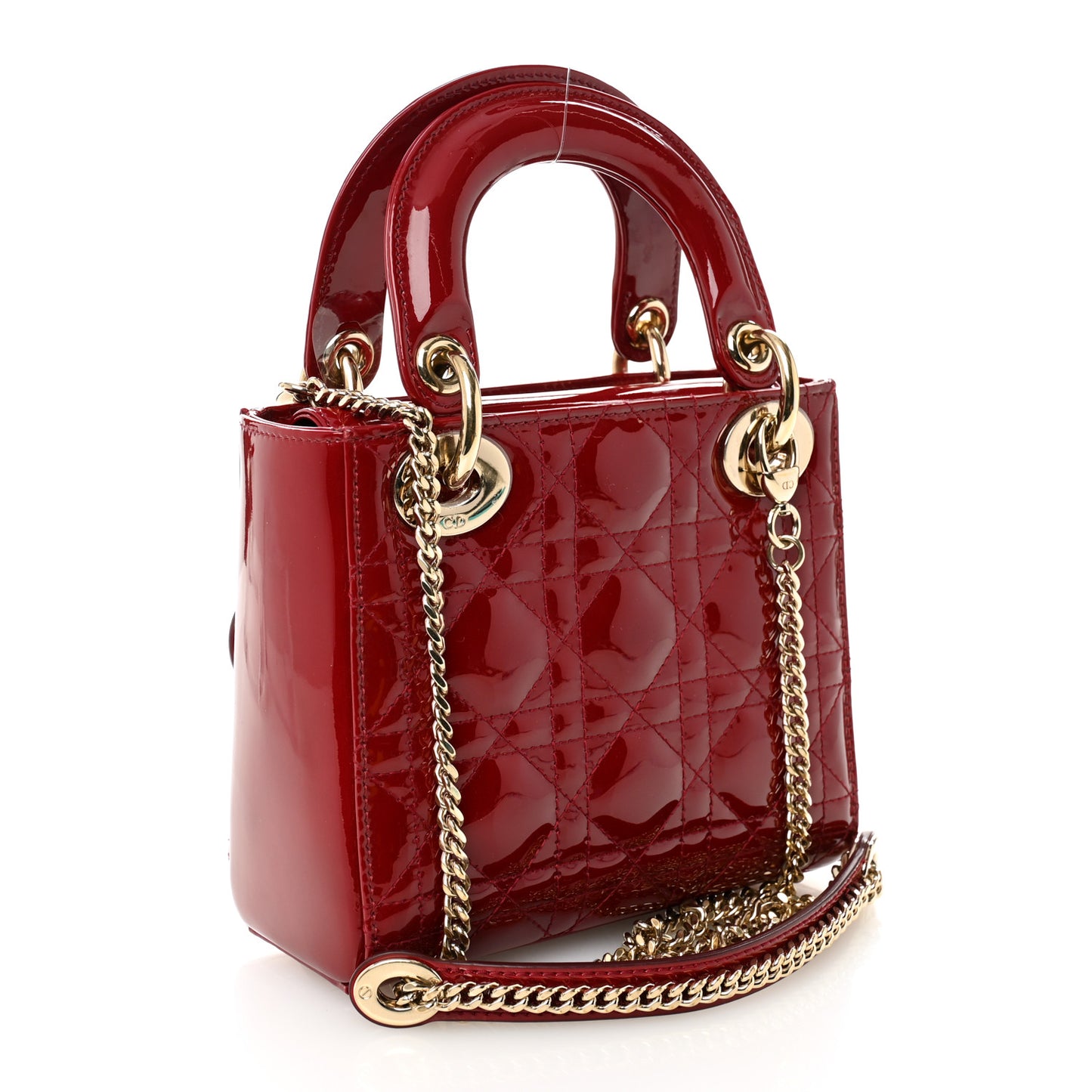 Patent Cannage Mini Lady Dior Red