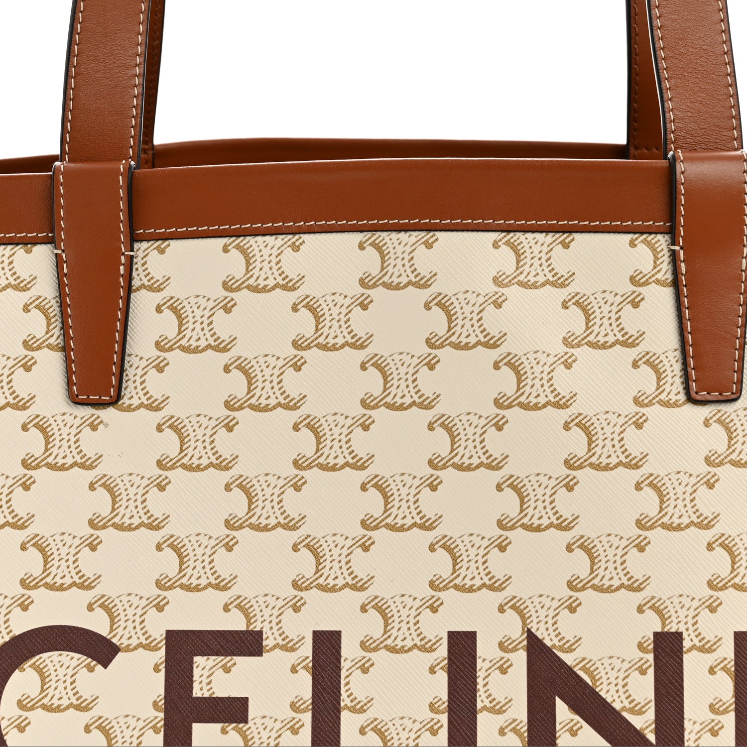 Celine Calfskin Canvas Triomphe Large Couffin White 8 of 10