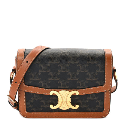 Celine Calfskin Triomphe Canvas Teen Triomphe Bag Tan 1 of 10