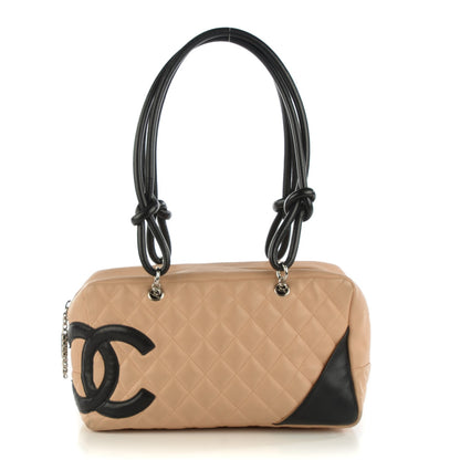 Chanel Calfskin Quilted Large Cambon Bowler Beige Black 1 of 12