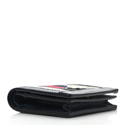 Gucci GG Supreme Monogram Textured Dollar Calfskin Web Ophidia Card Case Beige Blue 4 of 8