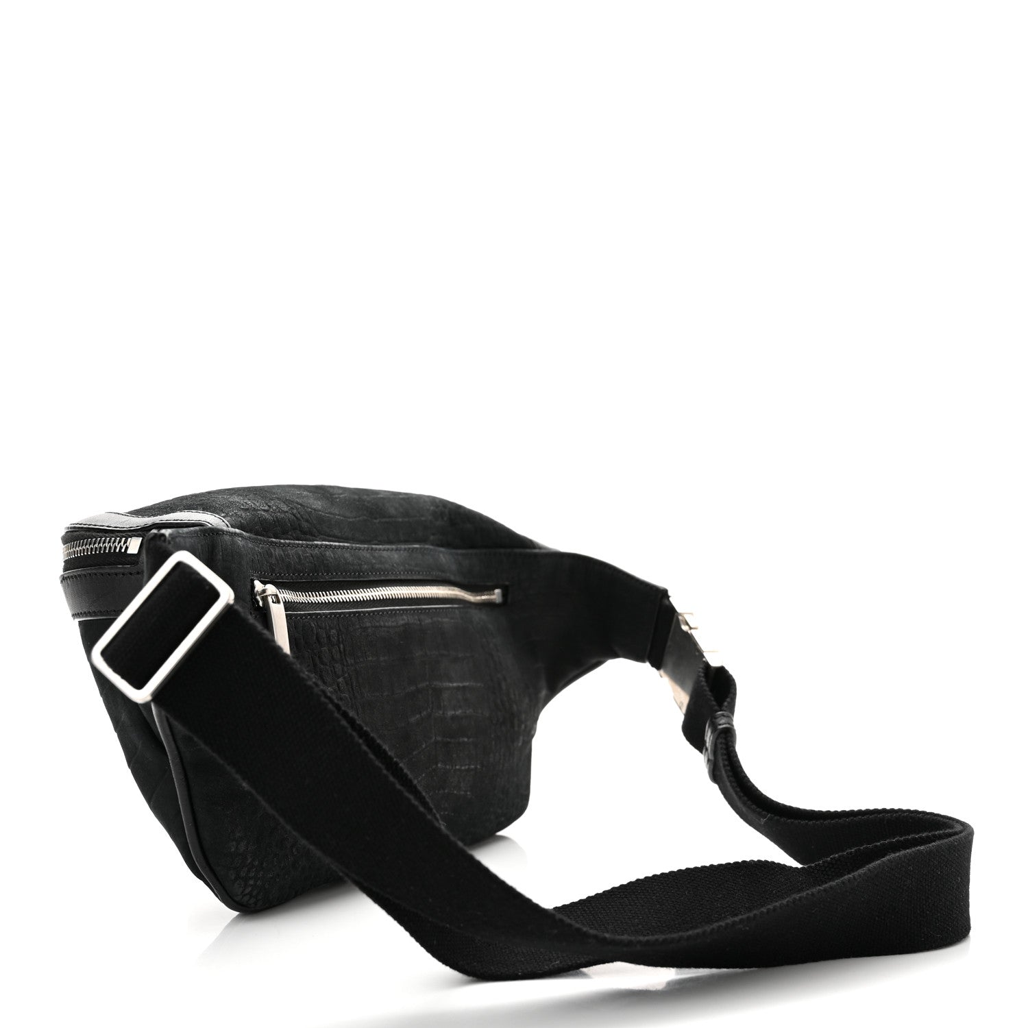 Saint Laurent Nubuck Crocodile Embossed Classic Belt Bag Black 3 of 10