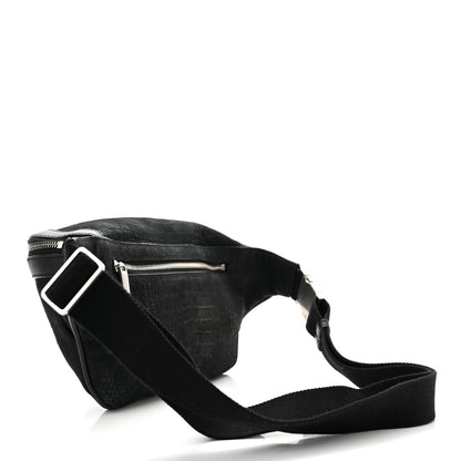 Saint Laurent Nubuck Crocodile Embossed Classic Belt Bag Black 3 of 10